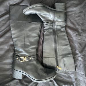 Womens size 9.5 black zip up over calf boots